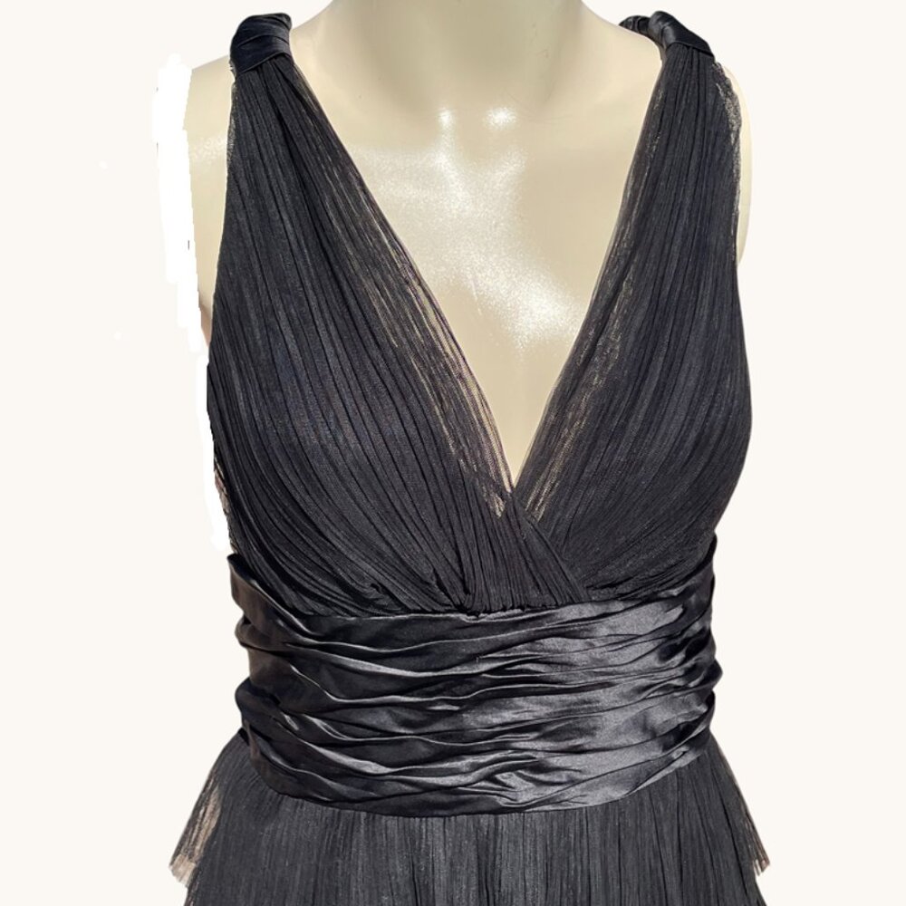 Maggy London Black V-Neck Tiered Ruffle Midi Dress - Picture 4 of 7
